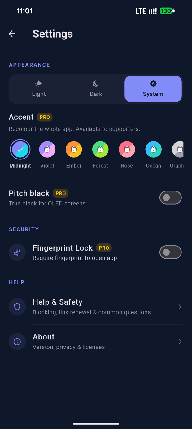 Themes and accent colours